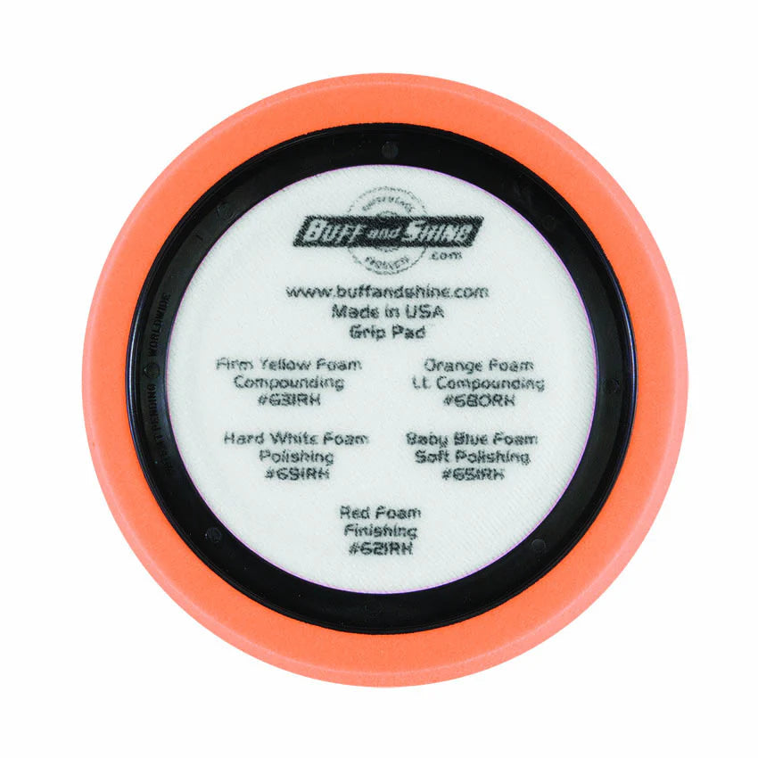 Buff & Shine 7.5" Euro Orange Med. Cutting Hex Faced Foam Grip Pad #680RH