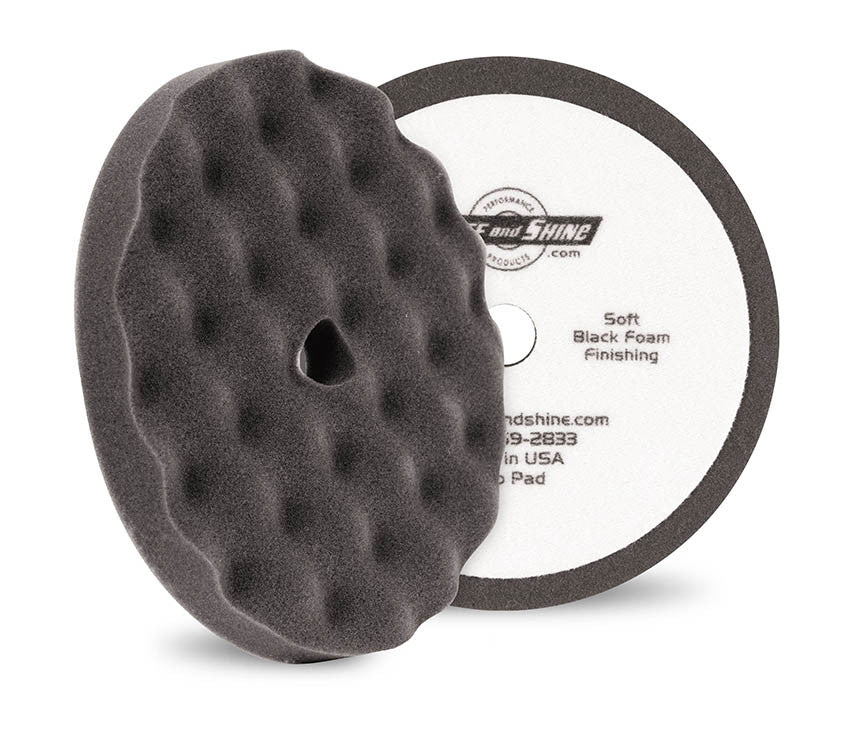 BUFF & SHINE 8" Black Convoluted Face Foam Grip Pad™, Flat Back 2 Pack