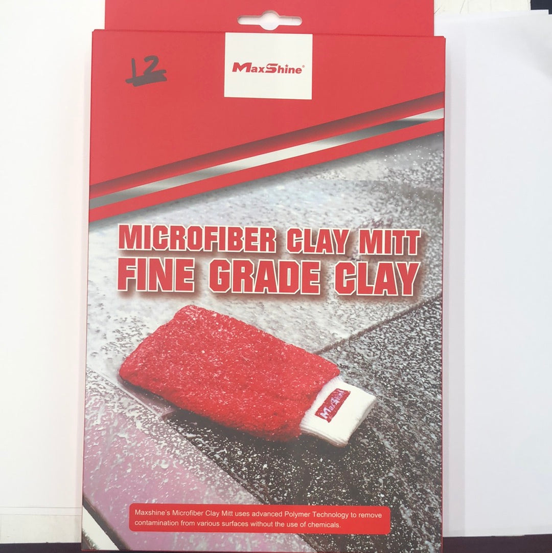 MAXSHINE CLAY MITT, RED MICROFIBER