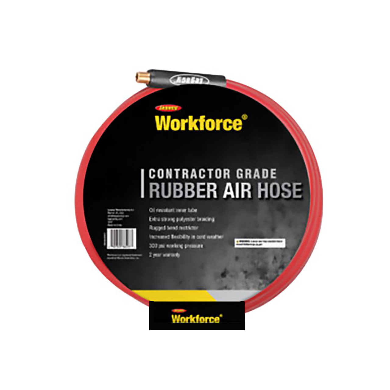 Workforce Rubber Air Hose - Red, Reinforced Synthetic,50FT