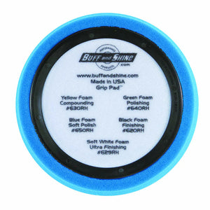 Buff & Shine 7.5" US Blue Soft Polishing Hex Faced Foam Grip Pad Center Ring #650RH