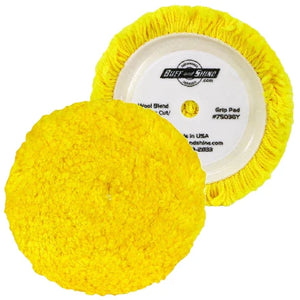 Buff & Shine 7.5" Yellow Single Ply Wool Blend Grip Pad #7503GYS