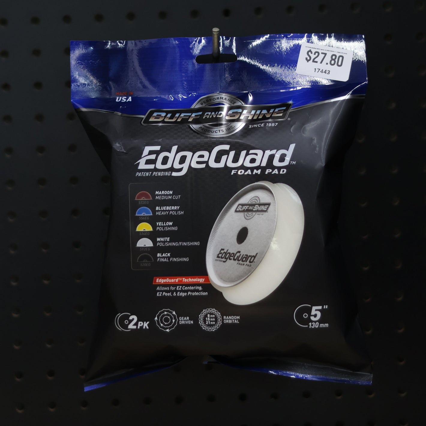 Buff & Shine EdgeGuard White Foam Pad, Polishing/Finishing, 5" / 130mm 2 PACK #592EG