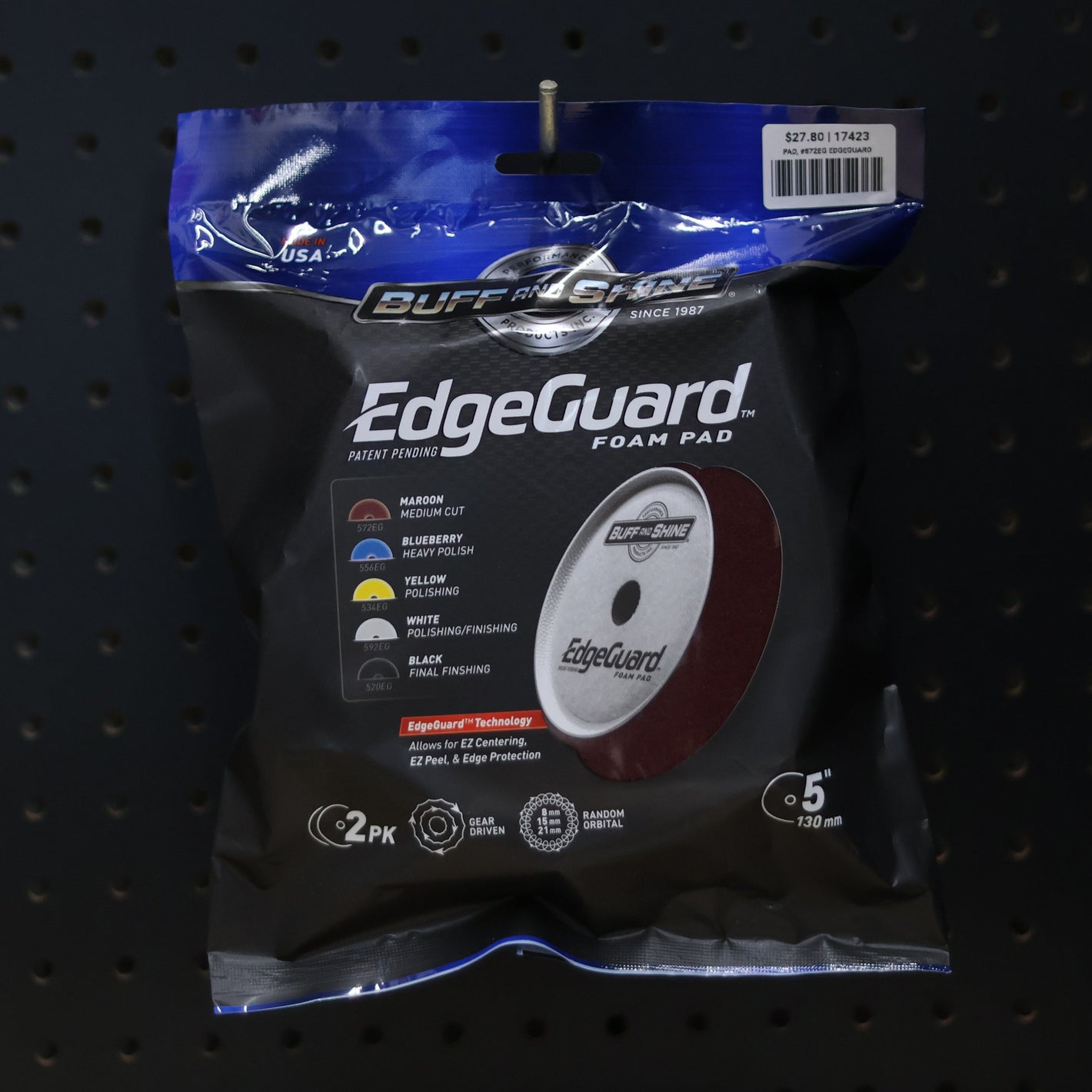Buff & Shine EdgeGuard Maroon Foam Pad, Medium Cut, 5" / 130mm 2 PACK #572EG
