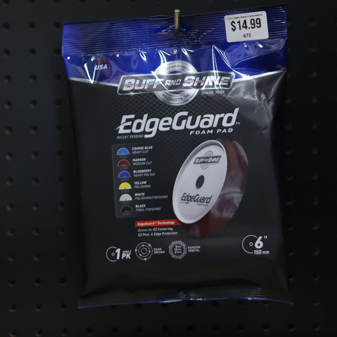 672EG - 6" Maroon EdgeGuard™ Foam Pad - Medium Cut