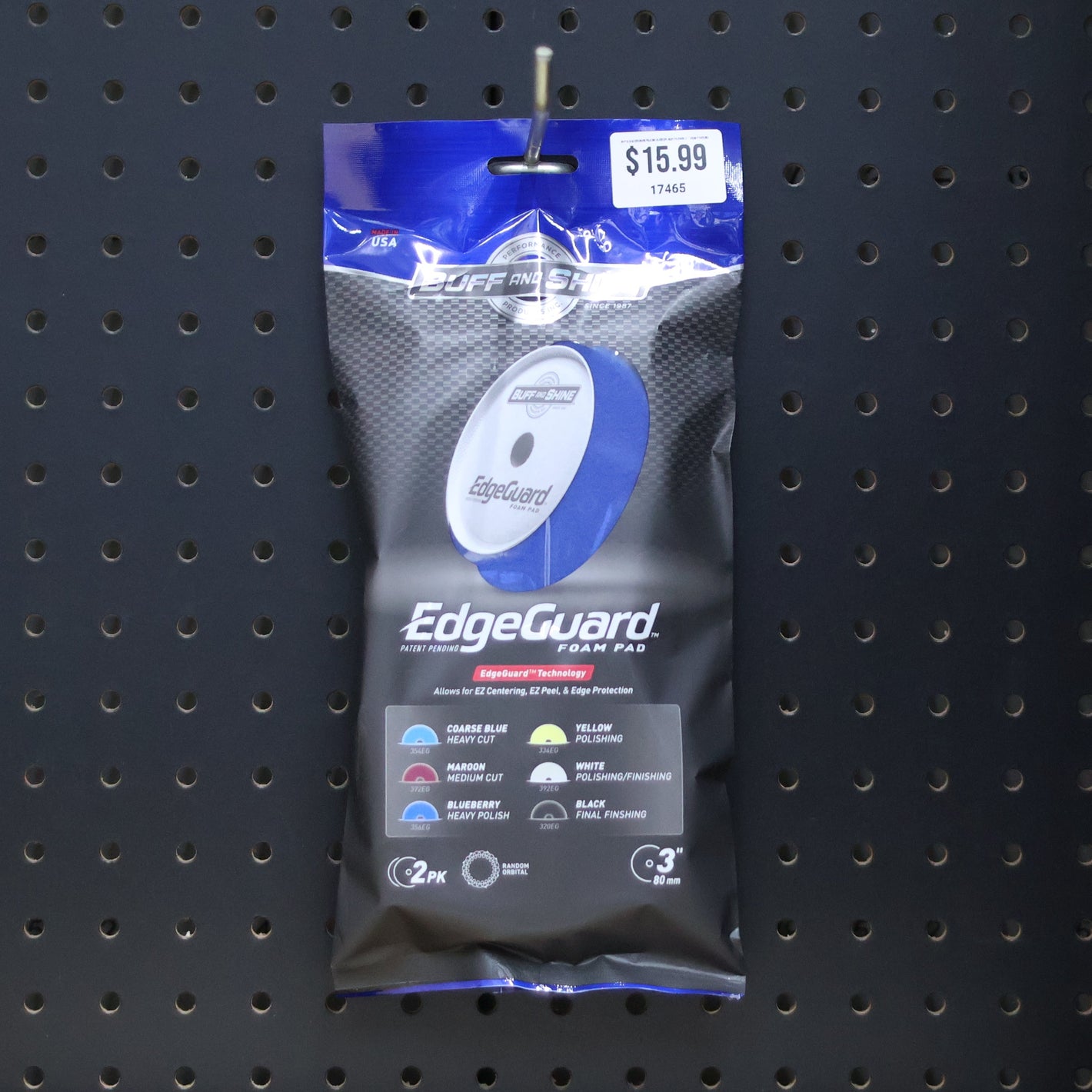 Buff & Shine EdgeGuard Foam Pad, Blueberry, Heavy Polishing, 3"/130mm 2 PK #356EG