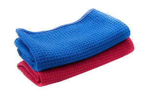 WAFFLE WEAVE GLASS TOWEL BLUE