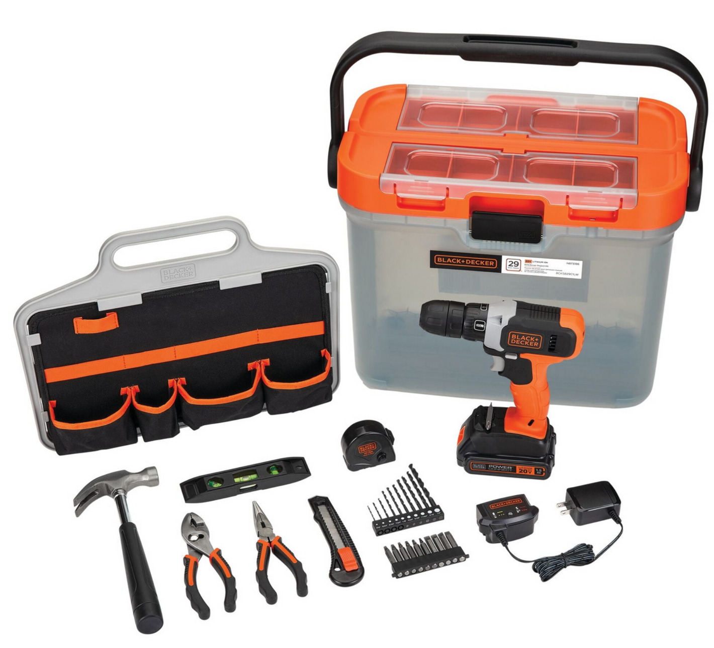 BLACK & DECKER 20V MAX Cordless Drill & DIY Home Project Kit (28 Pieces + Tool Box)