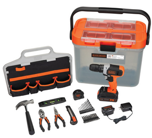 BLACK & DECKER 20V MAX Cordless Drill & DIY Home Project Kit (28 Pieces + Tool Box)