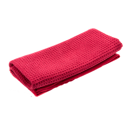 WAFFLE WEAVE GLASS TOWEL RED